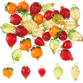 30шт 5 бесцветные подвески ручной работы в технике лэмпворк, фруктовые подвески с латунными петлями, золотые