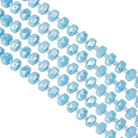 2 пряди гальванические стеклянные бусины пряди, рондель, с покрытием AB цвета, граненые