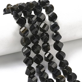 Естественный золотистый отлив обсидиан бисер пряди, граненые, твист
