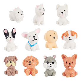 22шт. 11 стили миниатюрных моделей собак из смолы, аксессуары для кукольного домика с микро-ландшафтом, притворяясь опорными украшениями