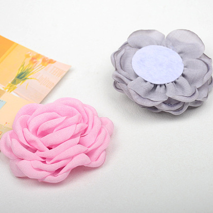 Satin Fabric Handmade 3D Camerlia Flower, DIY Ornament Accessories for Shoes Hats Clothes