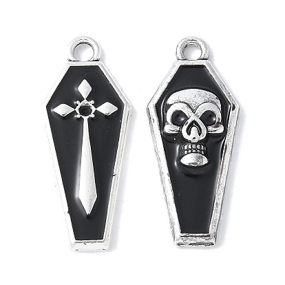 Подвески из эмали и сплава, стойки покрытие, без кадмия, без никеля и без свинца, очарование гроба, античное серебро