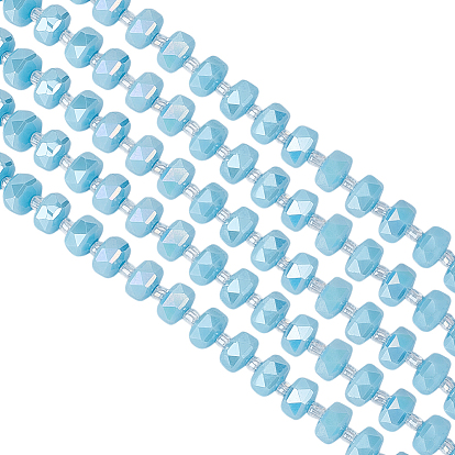 2 пряди гальванические стеклянные бусины пряди, рондель, с покрытием AB цвета, граненые