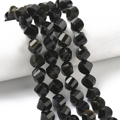 Естественный золотистый отлив обсидиан бисер пряди, граненые, твист