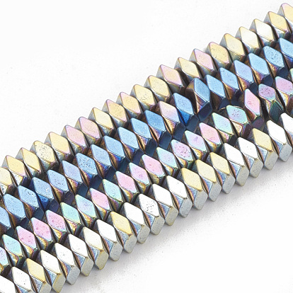 Electroplate Non-magnetic Synthetic Hematite Beads Strands, Faceted, Cuboid