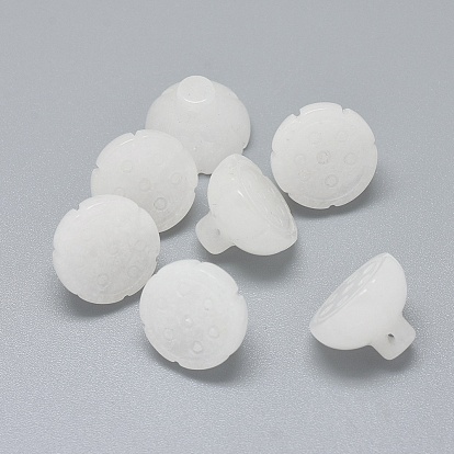 Perles de jade blanc naturel, pod lotus