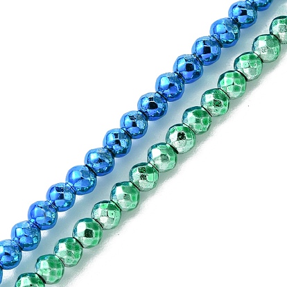 Запекание ниток окрашенных синтетических немагнитных гематитовых бусин, граненые, круглые