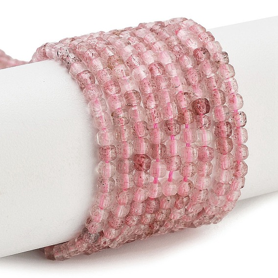 Природного кварца клубники нитей бисера, граненый стол, вырезанный куб