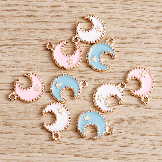 Подвески из эмали и сплава, золотой свет, луна со звездным шармом