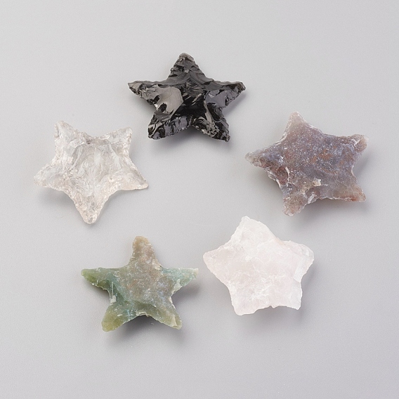 Natural Gemstone Home Display Decorations, Hammered Star