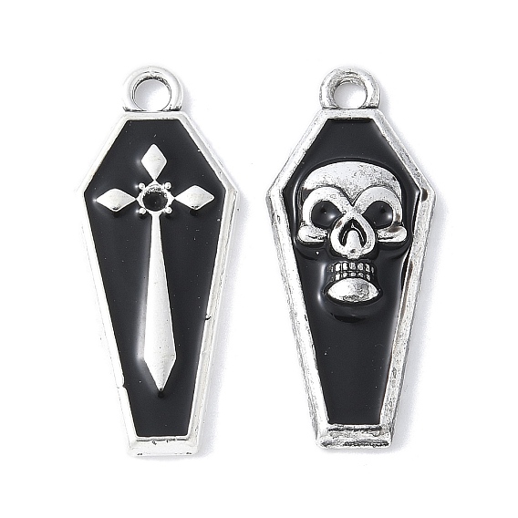 Подвески из эмали и сплава, стойки покрытие, без кадмия, без никеля и без свинца, очарование гроба, античное серебро