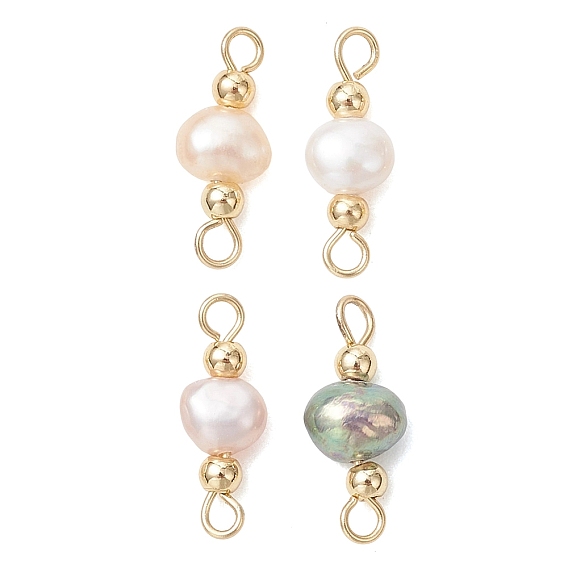 Подвески-соединители с натуральным жемчугом, полированные с двух сторон, золотые, смешанные окрашенные и неокрашенные