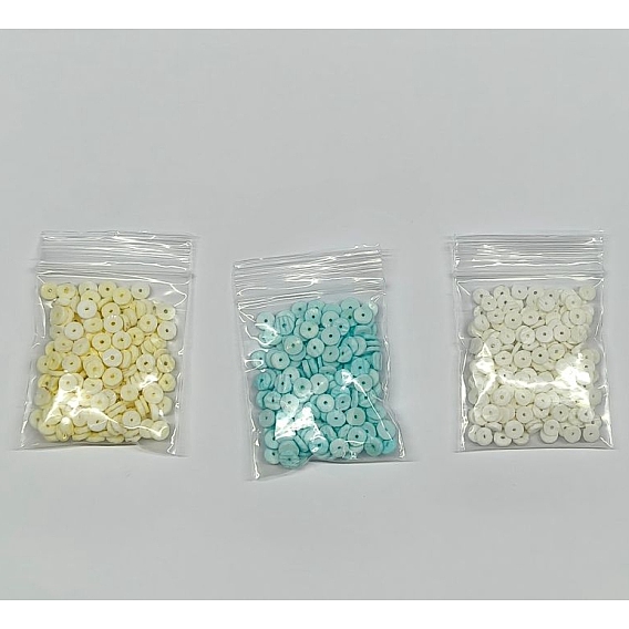 504шт 3 цвета натуральный белый ракушечный бисер, окрашенные, Heishi бусы, Плоский круглый / диск