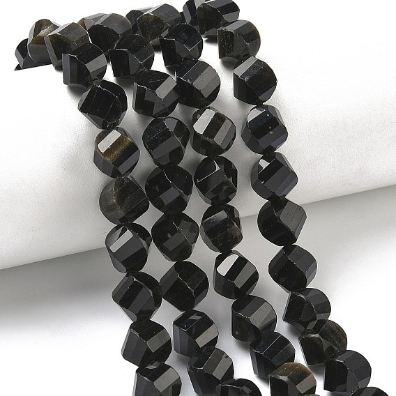 Естественный золотистый отлив обсидиан бисер пряди, граненые, твист