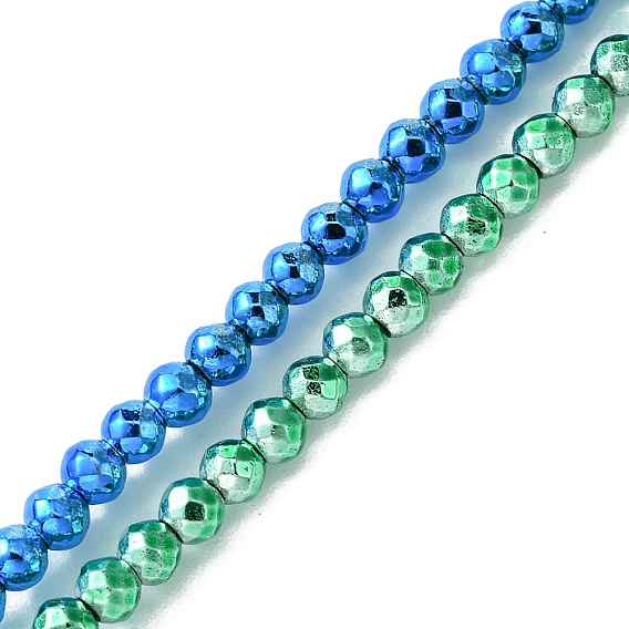 Запекание ниток окрашенных синтетических немагнитных гематитовых бусин, граненые, круглые