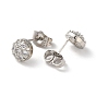 Brass Rhinestone Stud Earrings, Flat Round
