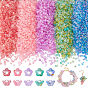 1000Pcs 4Colors Transparent Acrylic Bead Caps, Flower, with Glitter Powder