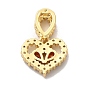 Rack Plating Brass Micro Pave Cubic Zirconia Charms, Long-Lasting Plated, Cadmium Free & Lead Free, Real 18K Gold Plated, Heart