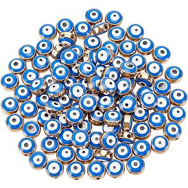 100пластиковые бусины ccb шт., с двусторонней эмалью, плоские круглые с сглаза