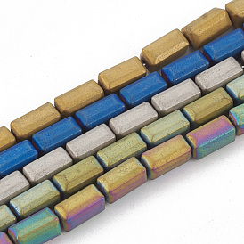 Electroplate Non-magnetic Synthetic Hematite Beads Strands, Matte Style, Cuboid