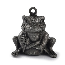 Tibetan Style Alloy Pendant, Frosted, Frog Charm