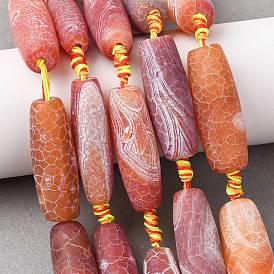 Естественные выветрившиеся агатовые бусины, окрашенная и подогревом, цилиндрические бусины