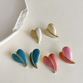 Design sense retro drip glaze love earrings femininity heart-shaped stud earrings