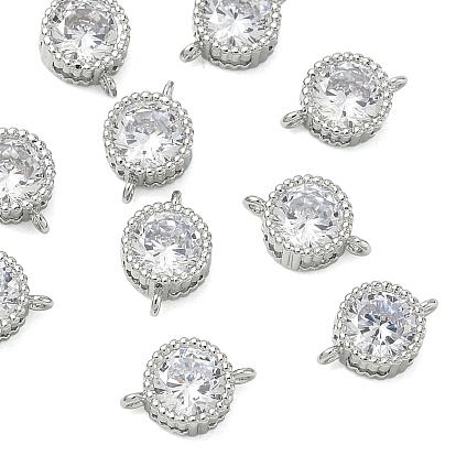 Shegrace Messing-Pavé-Anhänger mit klaren Zirkonia, flach und rund, Cadmiumfrei und Nickel frei und Bleifrei, langlebig überzogen