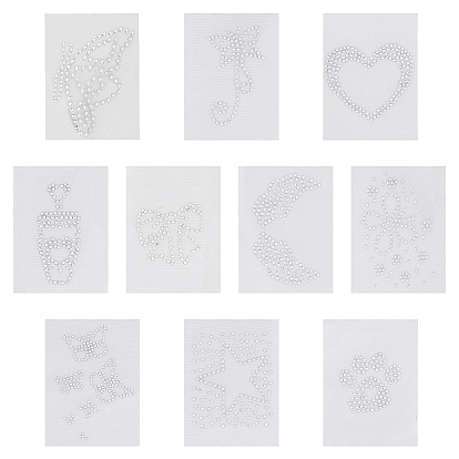 Iron on Decals, Middle East Rhinestone Transfers Patches, Hotfix Rhinestone Sheet, Mixed Shapes
