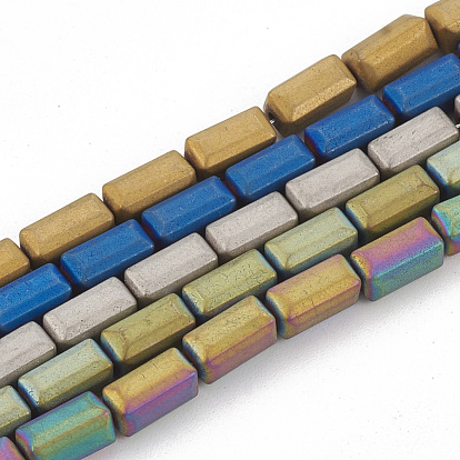 Electroplate Non-magnetic Synthetic Hematite Beads Strands, Matte Style, Cuboid