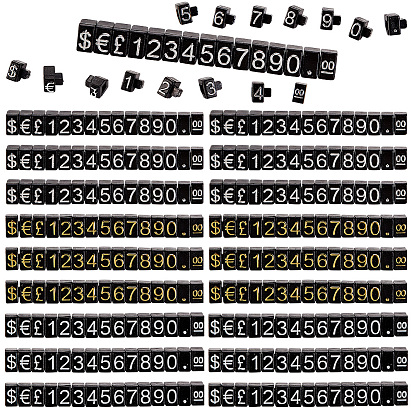 6 наборы 3 цвета пластиковый ценник-дисплей куб регулируемый ценник, с набором ценников в долларах с цифрами и буквами, для стойки дисплея цены ювелирных изделий