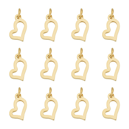 12шт ионное покрытие (IP) 304 подвески из нержавеющей стали, с целью перехода в кольце, лазерная резка, полый, сердце