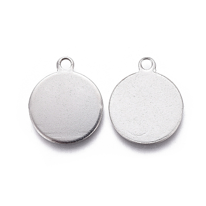 201 Stainless Steel Stamping Blank Tag Charms, Flat Round