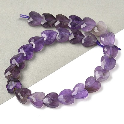 Природный аметист нитей бисера, сердце, граненые