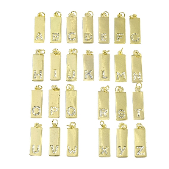 Латунные микропаве прозрачные подвески с фианитом, без кадмия, без никеля и без свинца, реальный 18 k позолоченный, прямоугольные