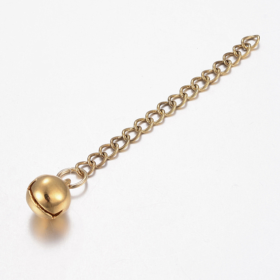 304 Stainless Steel Chain Extender, with Small Bell Charms