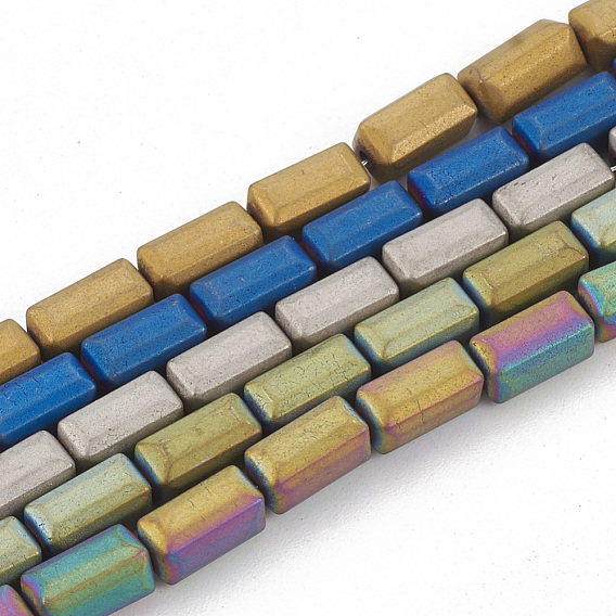 Electroplate Non-magnetic Synthetic Hematite Beads Strands, Matte Style, Cuboid