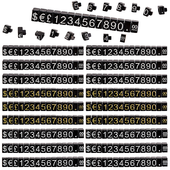 6 наборы 3 цвета пластиковый ценник-дисплей куб регулируемый ценник, с набором ценников в долларах с цифрами и буквами, для стойки дисплея цены ювелирных изделий