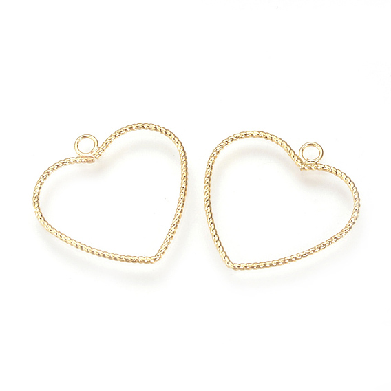 Латунные подвески, без никеля , реальный 18 k позолоченный, сердце