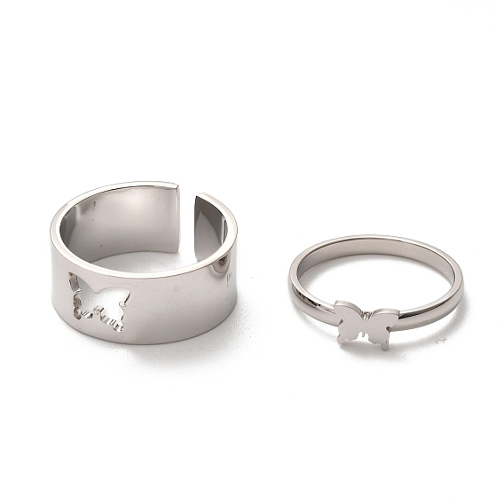 304 комплекты перстней из нержавеющей стали, широкие манжеты и кольца на манжетах, пара колец на день святого валентина, бабочка