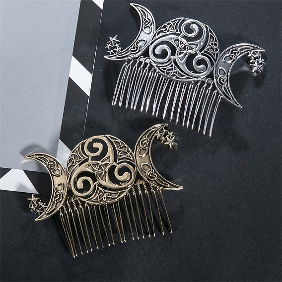Гребень волос сплава, луна с плоским кругом, аксессуары для волос для женщин