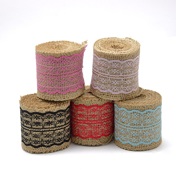 Лента из мешковины, гессеновая лента, джутовая лента, с кружевом, для изготовления ювелирных изделий