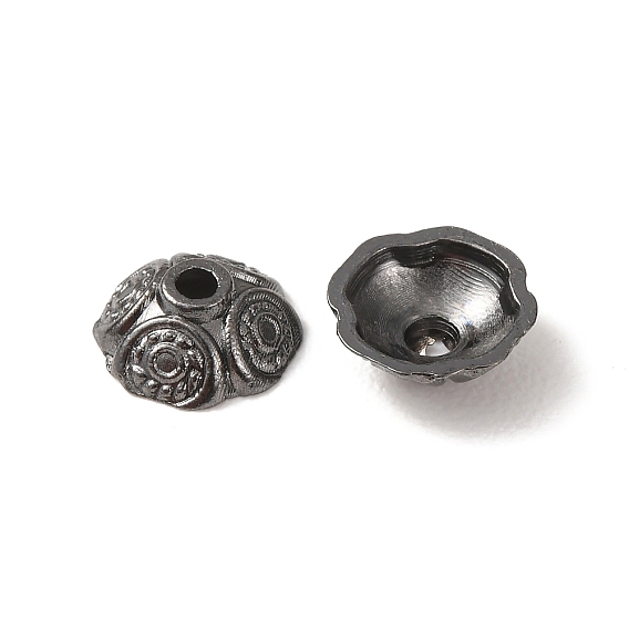 Tibetan Style Bead Caps, Cadmium Free & Lead Free, about 9mm in diameter, 4mm thick, hole: 1mm