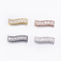 Brass Micro Pave Cubic Zirconia Pendants, Multi-strand Links, Long-Lasting Plated, Wave