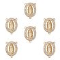 6 шт. латунь микро паве кубический цирконий люстра компоненты звенья, 3 Разъемы петли, центральная часть четок, долговечный, без кадмия и без свинца, овал с дамой Гваделупской