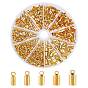 460Pcs 5 Style Brass Cord Ends, End Caps, Cadmium Free & Lead Free, Column