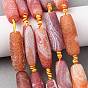 Естественные выветрившиеся агатовые бусины, окрашенная и подогревом, цилиндрические бусины