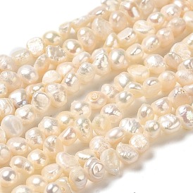 Natural Keshi Pearl Beads Strands, Cultured Freshwater Pearl Baroque Pearls, Grade 3A, Two Sides Polished