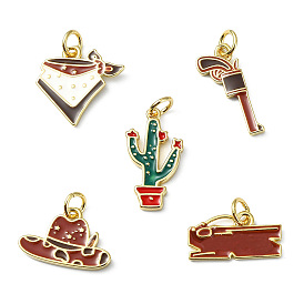 10шт. 5 стили: ковбойский стиль, латунные эмалированные подвески, долговечный, без свинца и без кадмия, с целью перехода в кольце, реальный 18 k позолоченный, стойки покрытие
