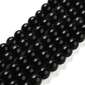 Natural Obsidian Bead Strands, Round